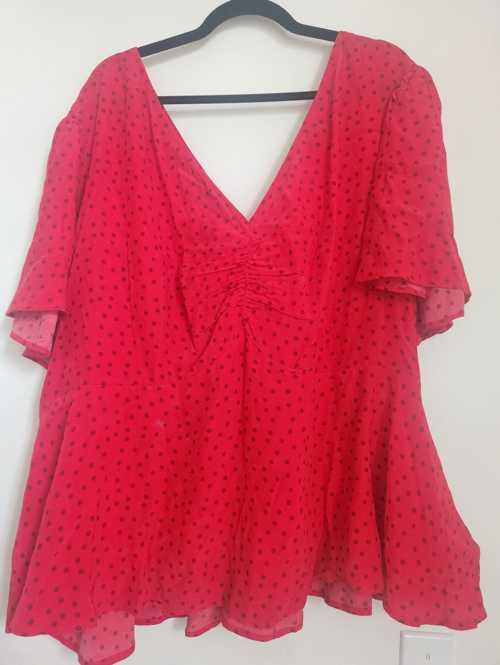 A New Day Rayon Polka Dot Tie Back Top